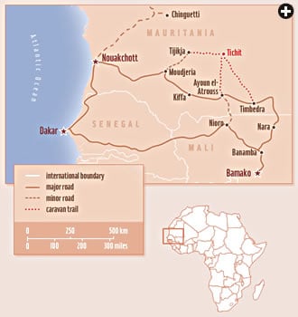 Map showing Tichit